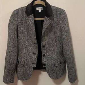 Isaac Mizrahi Black and Gray Textured Blazer